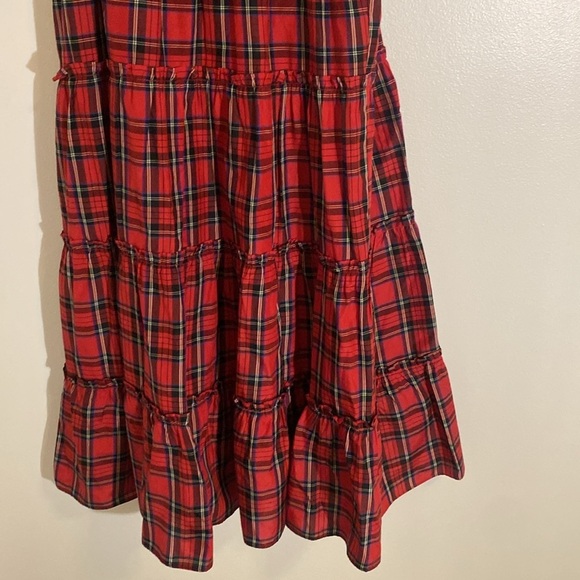 Sail to Sable - Noelle Flutter Sleeve Tiered Midi Dress - Red Tartan - Small - Picture 4 of 10